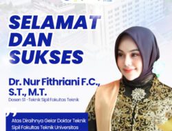 Nur Fithriani Fatma Cholida Resmi Sandang Doktor, Bahas Inovasi Beton Self Compacting Concrete